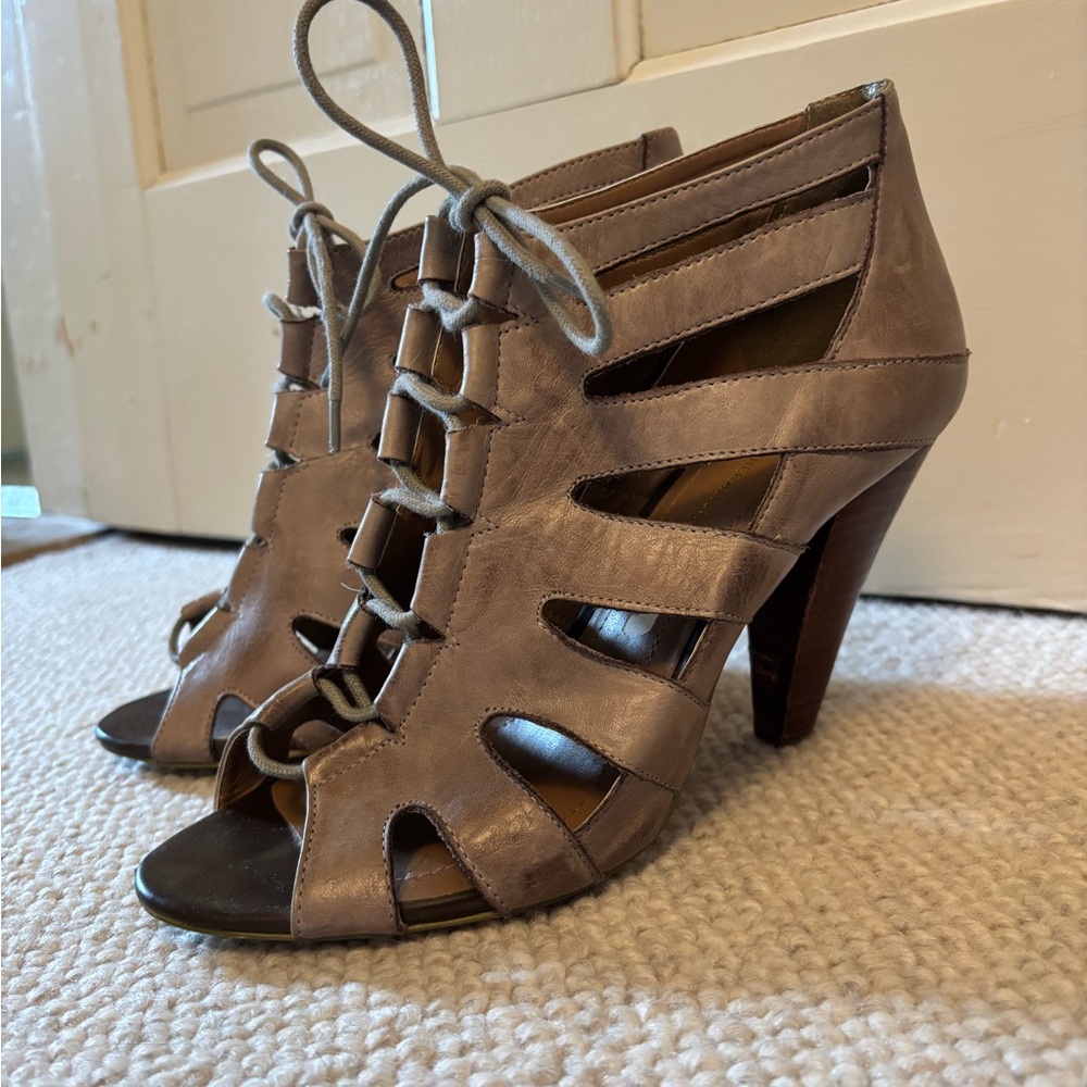 Stylish Leather Lace-Up Heels